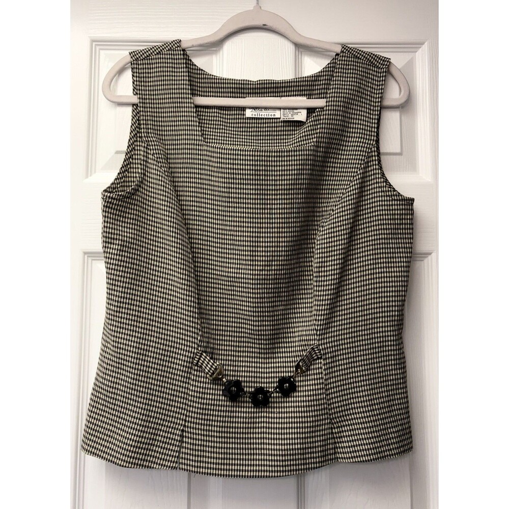 Vintage 90’s  Kathie Lee Collection Sleeveless Blouse Size 8 Gingham Corp Goth